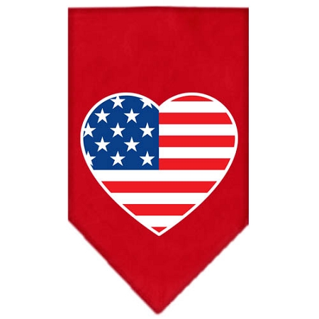 American Flag Heart Screen Print Bandana Red Large